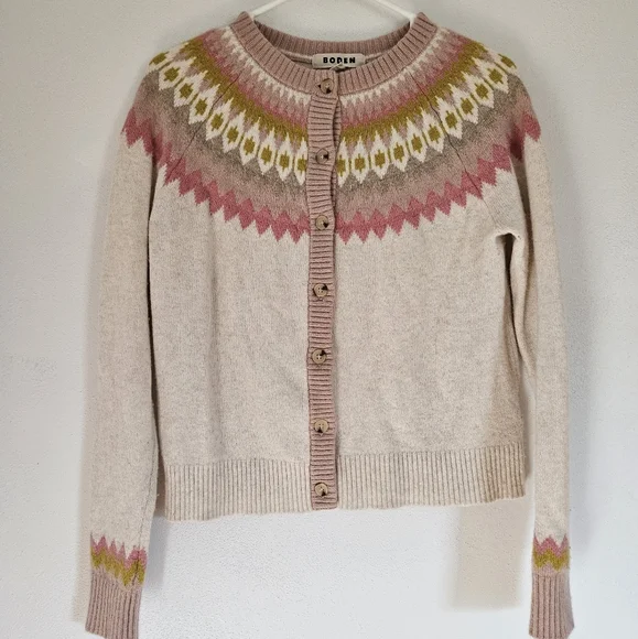 Boden Edie Fair Isle Wool Cotton Cardigan - Picture 2 of 7